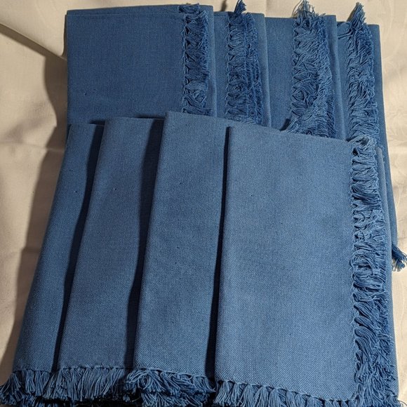 Dining Thick Royal Blue Cotton Fringed Napkins Set Of 8 Poshmark
